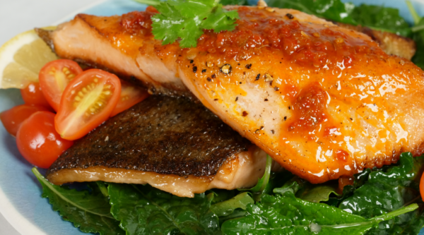 Pan Fried Arctic Char with Spicy Bomba Sauce