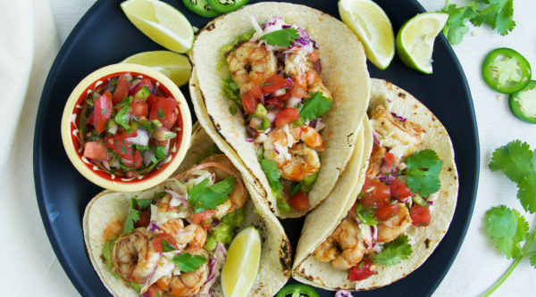 Shrimp Tacos with Tangy Slaw