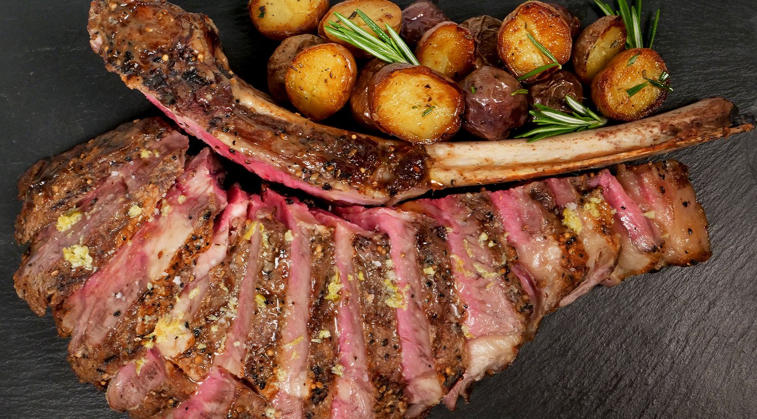 Frenched Bone-In Rib Steak with Garlic Flower Butter