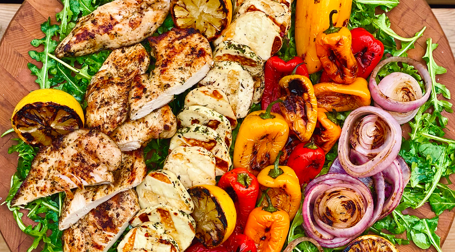 Grilled Chicken and Halloumi Platter