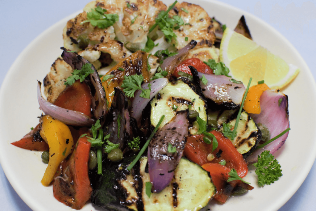 Grilled summer vegetable salad.