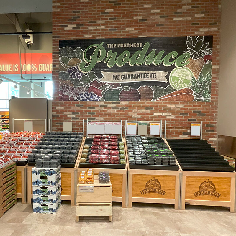 Produce Wall inside our Metcalfe grocery store. The display of fresh berries are shown in the image.
