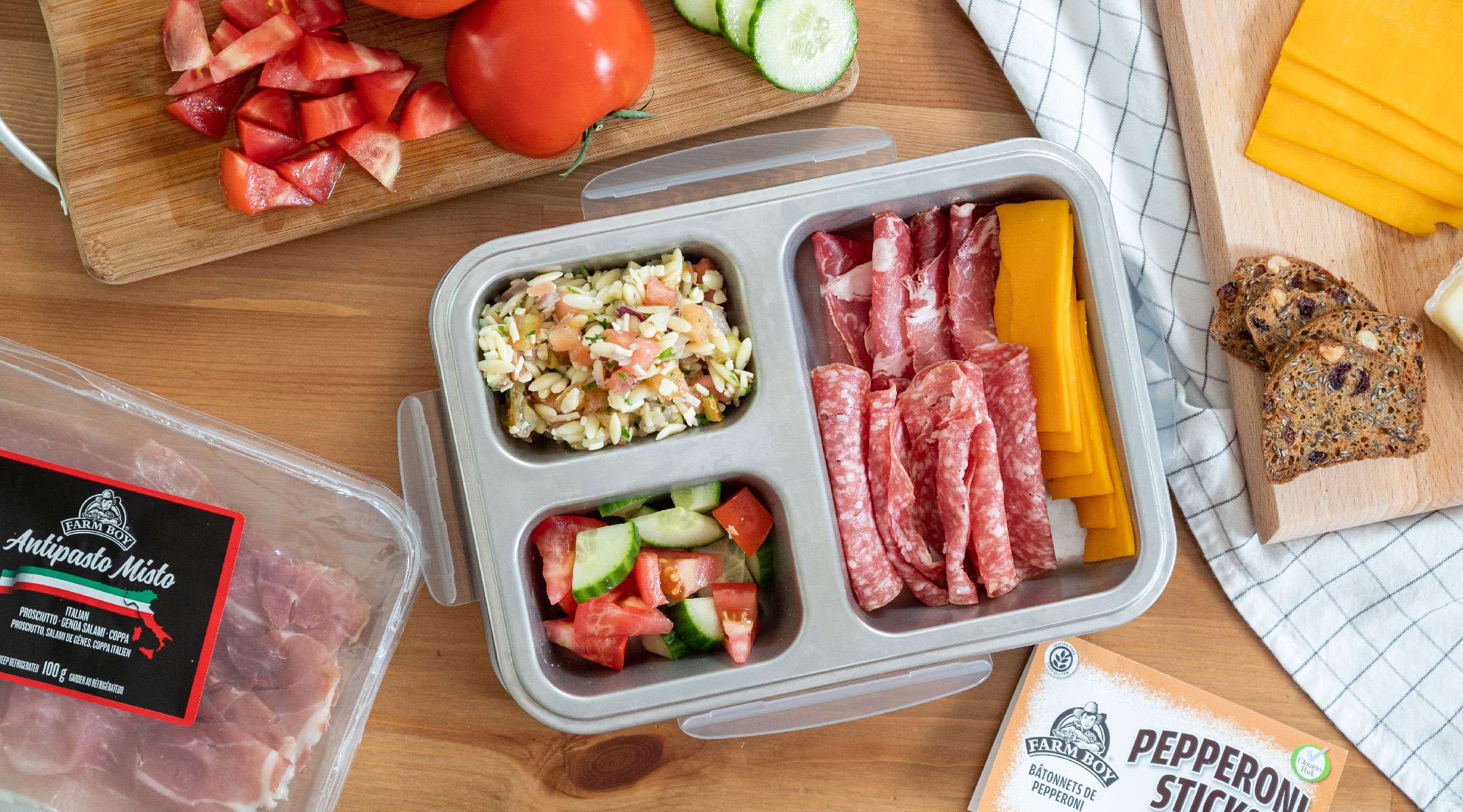 Orzo Salad + Lunchbox Charcuterie