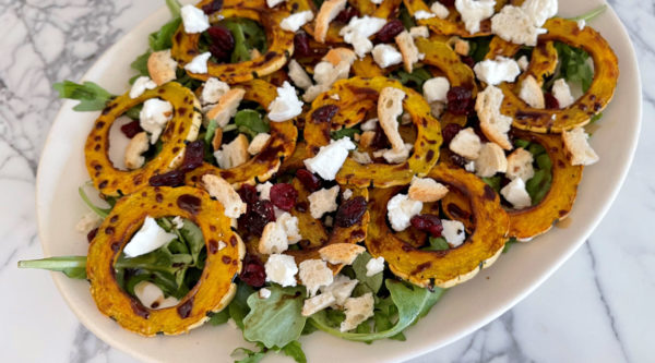 Roasted Delicata Squash Salad with Goat Cheese and Cranberry