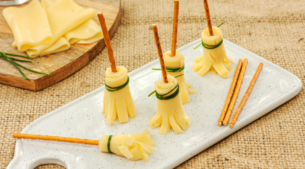 Halloween cheesy witch's broomsticks 
