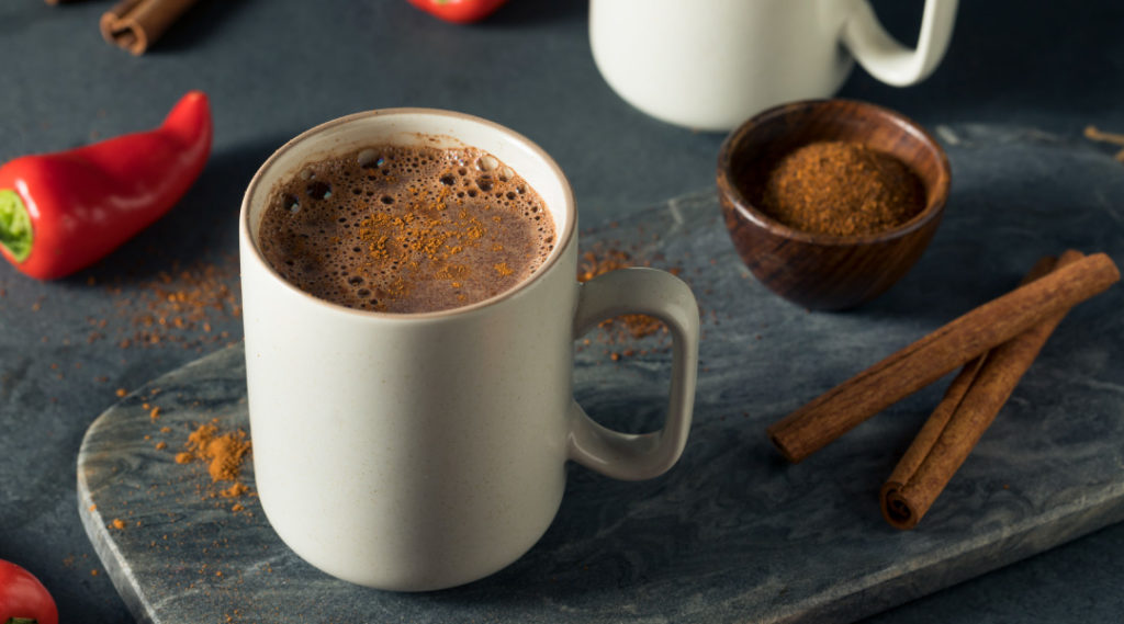 Mexican hot chocolate with chili and cinnamon 