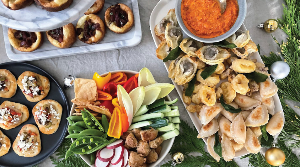 New Year's Eve appetizer spread