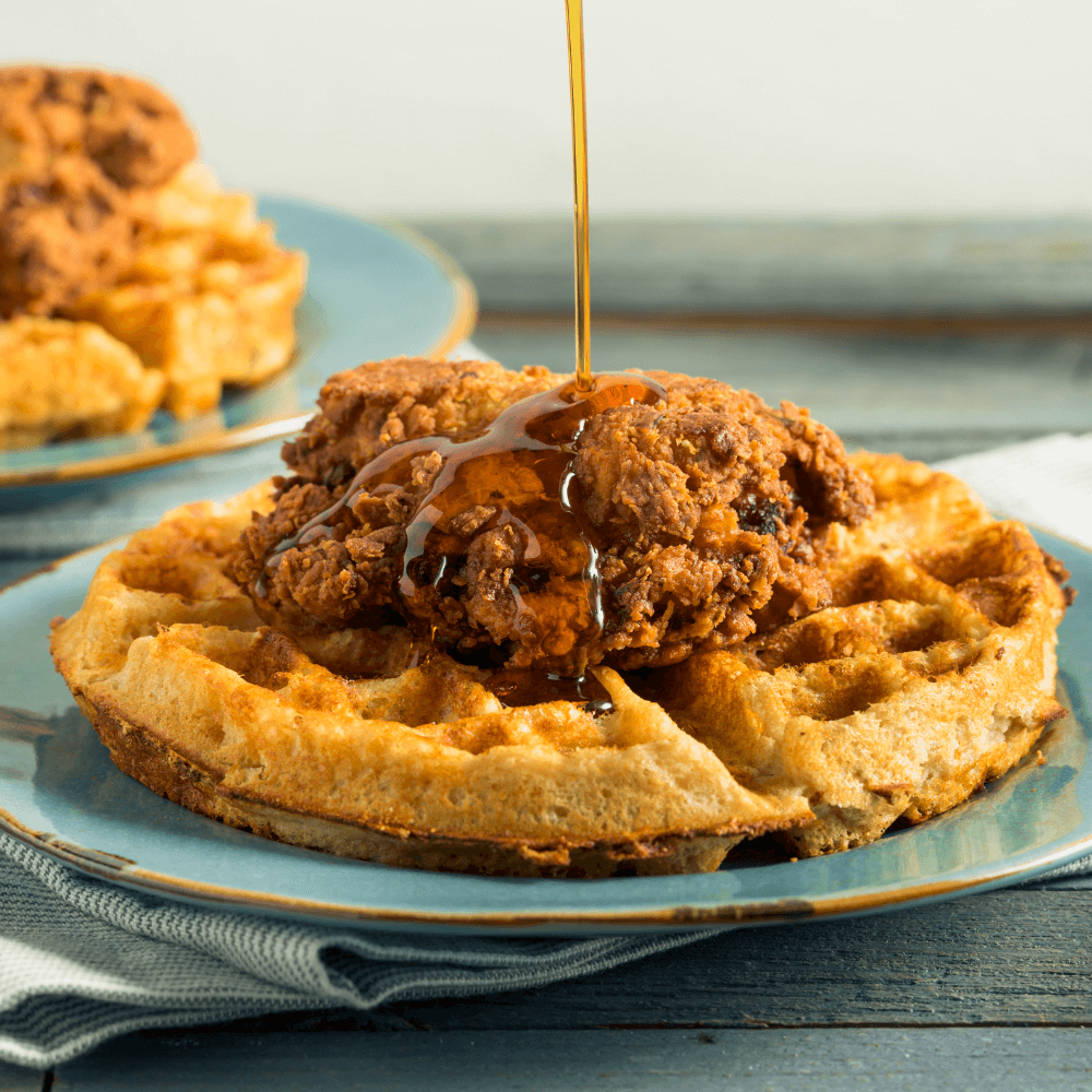 Homemade Southern Chicken and Waffles with Syrup