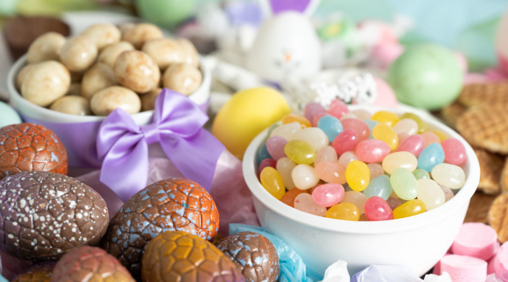 Easter jelly beans and chocolates