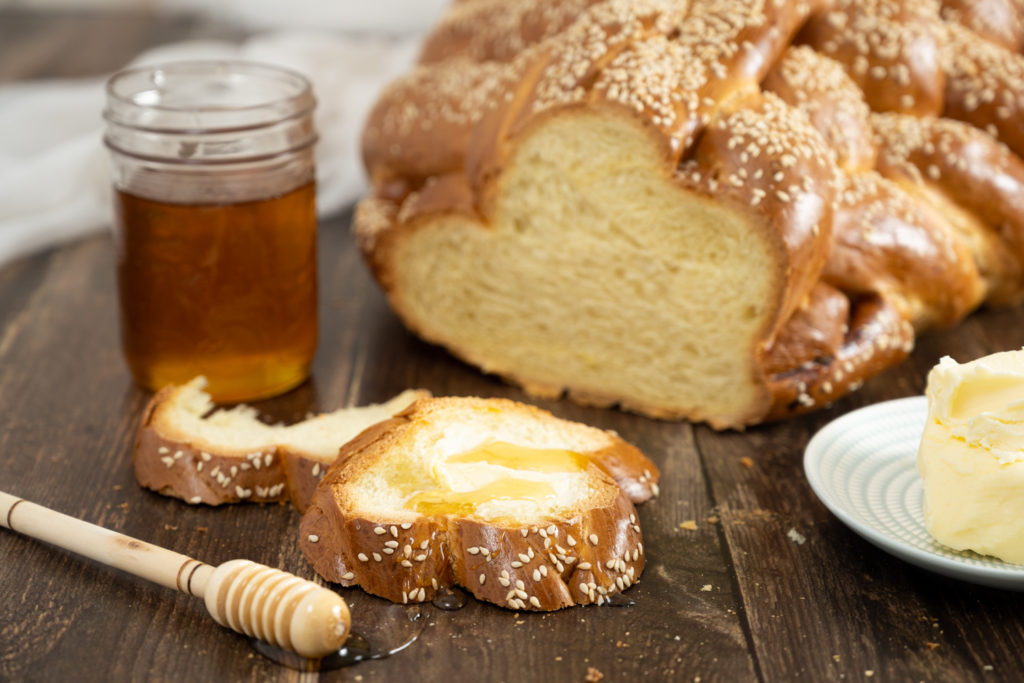 challah bread with honey