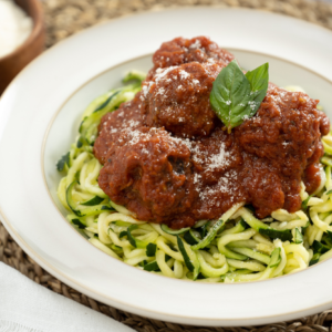 meatballs on zucchini noodles