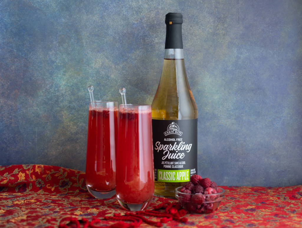 fall beverage virgin apple raspberry mimosa