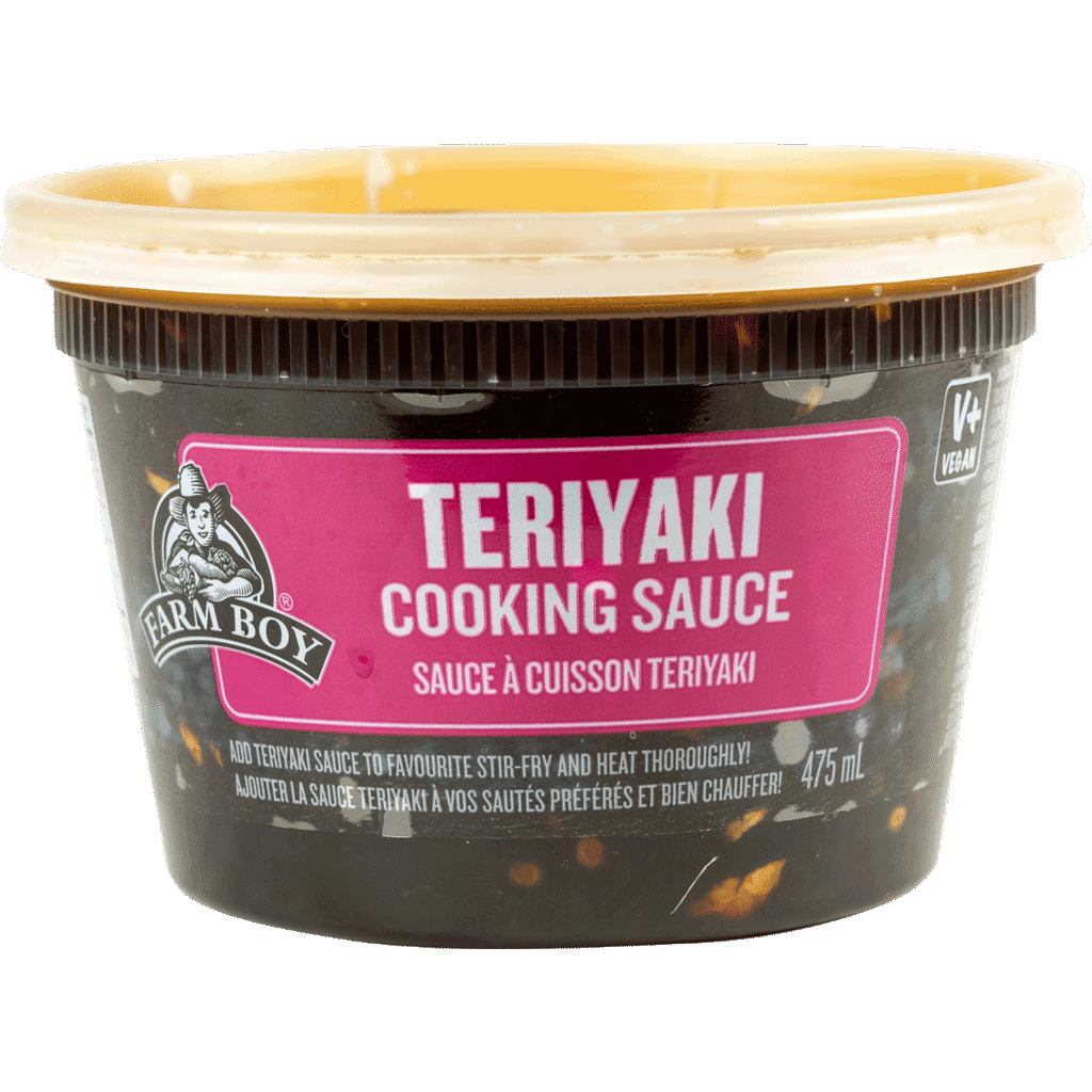 Plastic container of Farm Boy Teriyaki Cooking Sauce