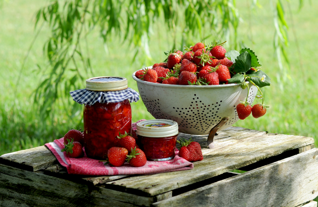 fresh strawberry and preserves