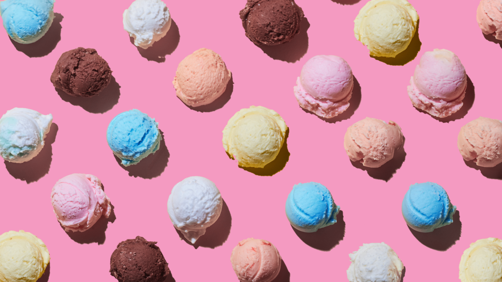 Ice cream pattern with pink background