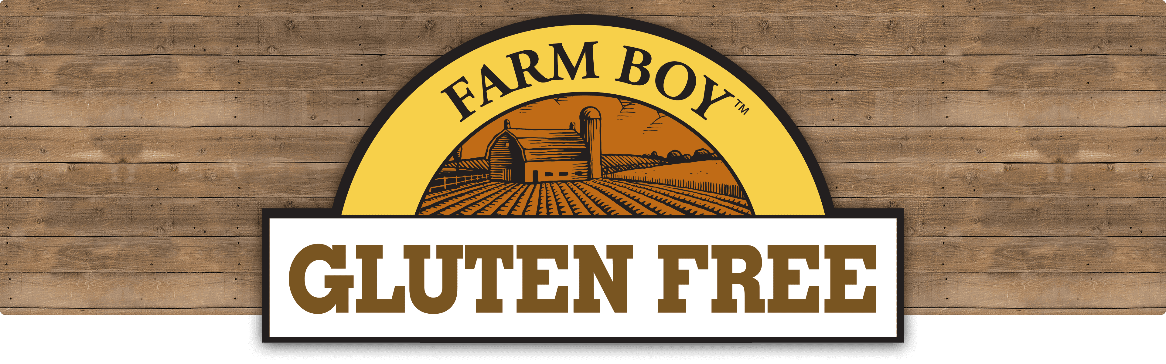 Gluten Free logo by Farm Boy. Look for this logo in-store for various products..