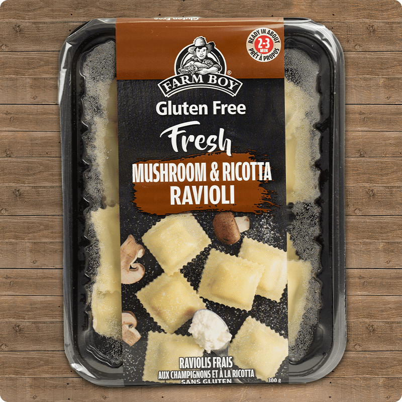 No matter your favourite pasta dish, we’ve got you covered! Our gluten-free fresh mushroom & ricotta ravioli pasta is made in small batches using simple, quality ingredients for an authentic taste.