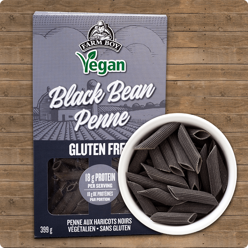Vegan, gluten-free pasta means nobody misses out on pasta night. Hearty, wholesome, and made with black beans, these noodles are packed with protein — perfect to pair with your favourite Farm Boy pasta sauce.