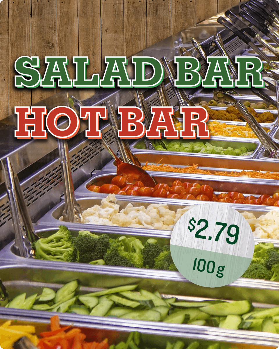 Our Salad Bar is abundant with savoury tastes, crunchy textures, and hand-cut greens and veggies prepared by our chef teams daily. Build your own salad with a variety of crisp lettuce and leafy greens, tomatoes, onions, peppers, broccoli, and more. From shredded cheddar blends and feta cheese to hard-boiled eggs and plant-based proteins, top your salads with a sumptuous assortment of cheeses and proteins.