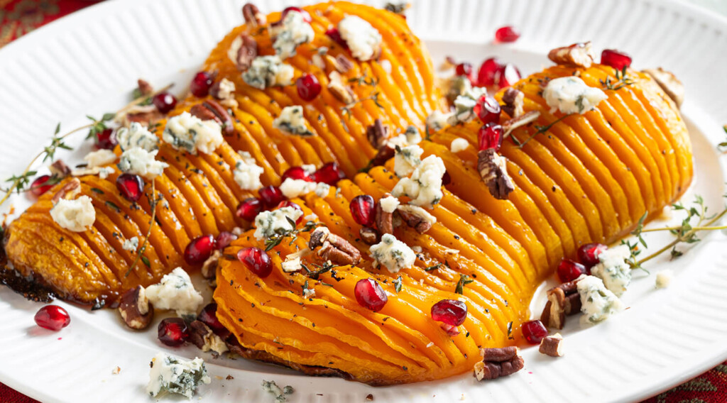 Roasted butternut squash with pomegranate
