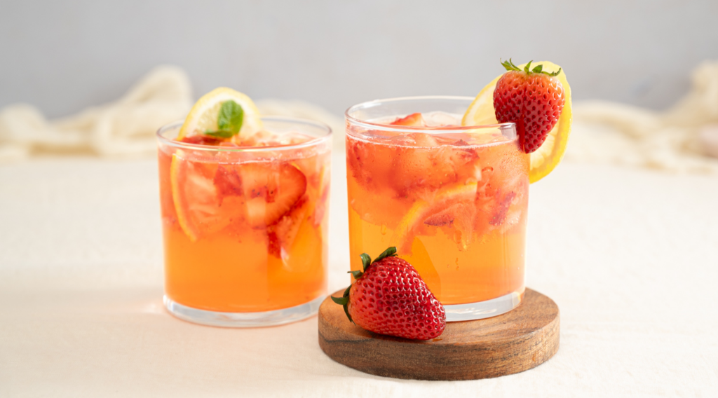 lemon strawberry rose spritzer