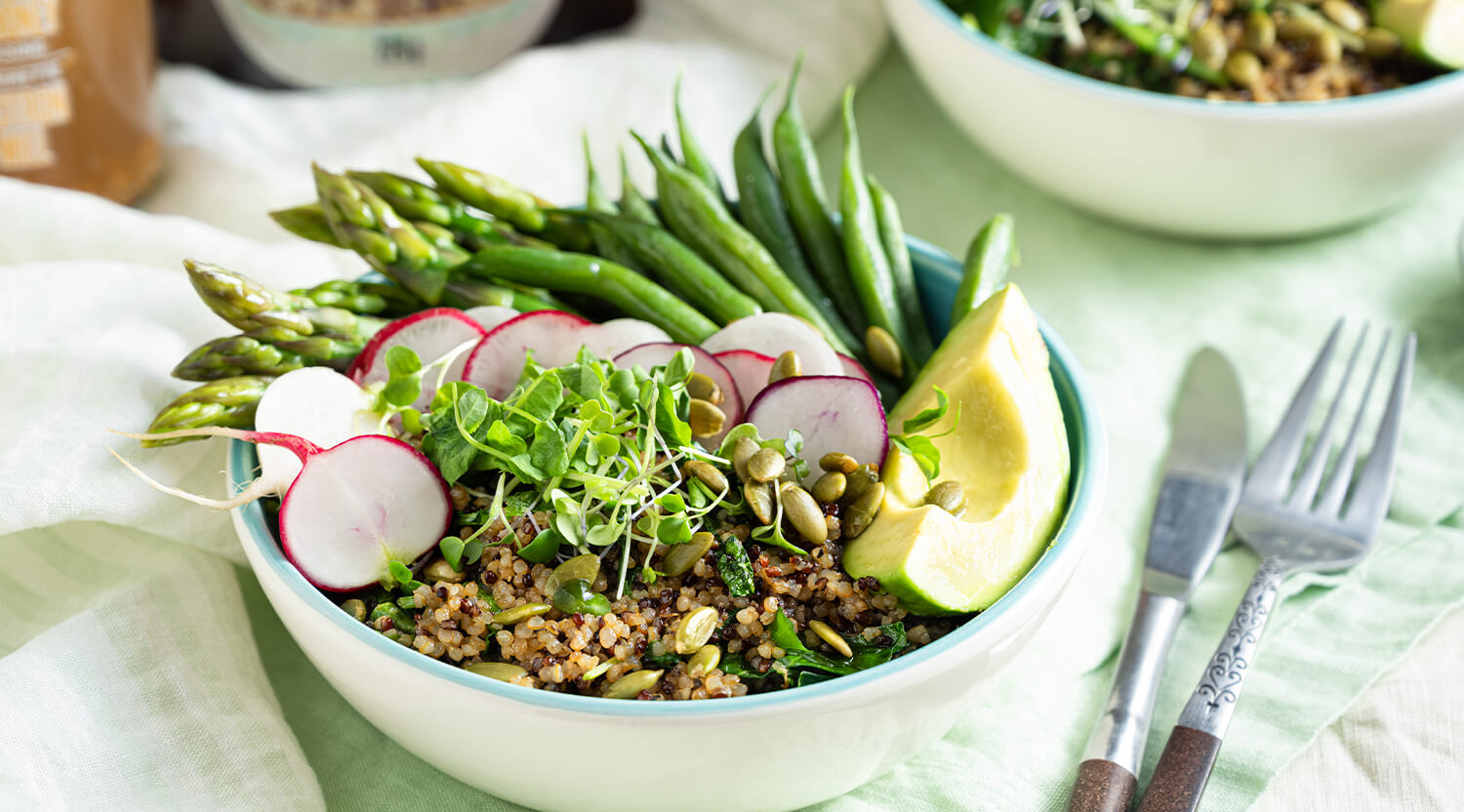 Warm Quinoa, Asparagus, and Green Bean Salad