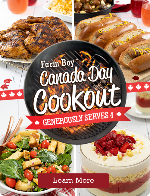 Get ready to sing “O, Canada” with this mouthwatering Canada Day Cookout meal that generously serves 4! Loaded with succulent flavours that represent the best our country has to offer, delight in dishes that’ll take you from coast to coast. Simply order online or in-store by June 26, pick up on June 29, follow the heating instructions, and enjoy!