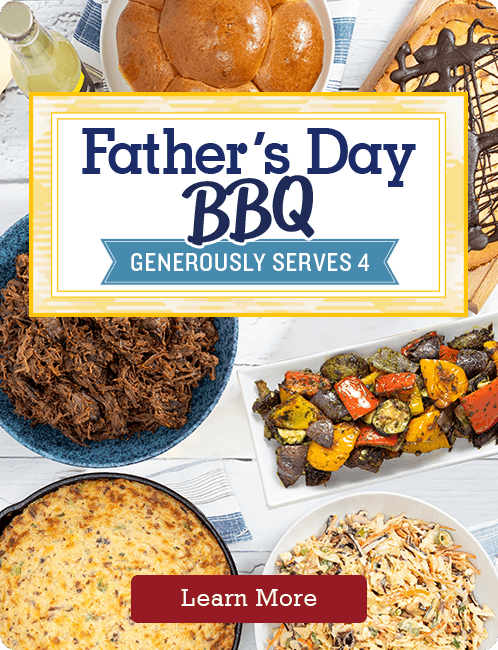 This Father’s Day, get Dad something he’ll really enjoy: a delicious feast that generously feeds 4! Loaded with succulent BBQ flavours, it’s sure to leave his heart – and his stomach – feeling full. Simply order online or in-store by June 12, pick up on June 16, follow the heating instructions, and enjoy!