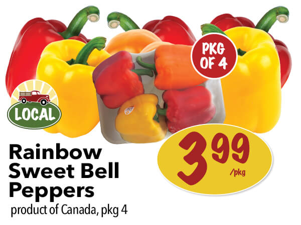 Rainbow Sweet Bell Peppers for $3.99 per package at Farm Boy. Click to view the entire digital flyer.