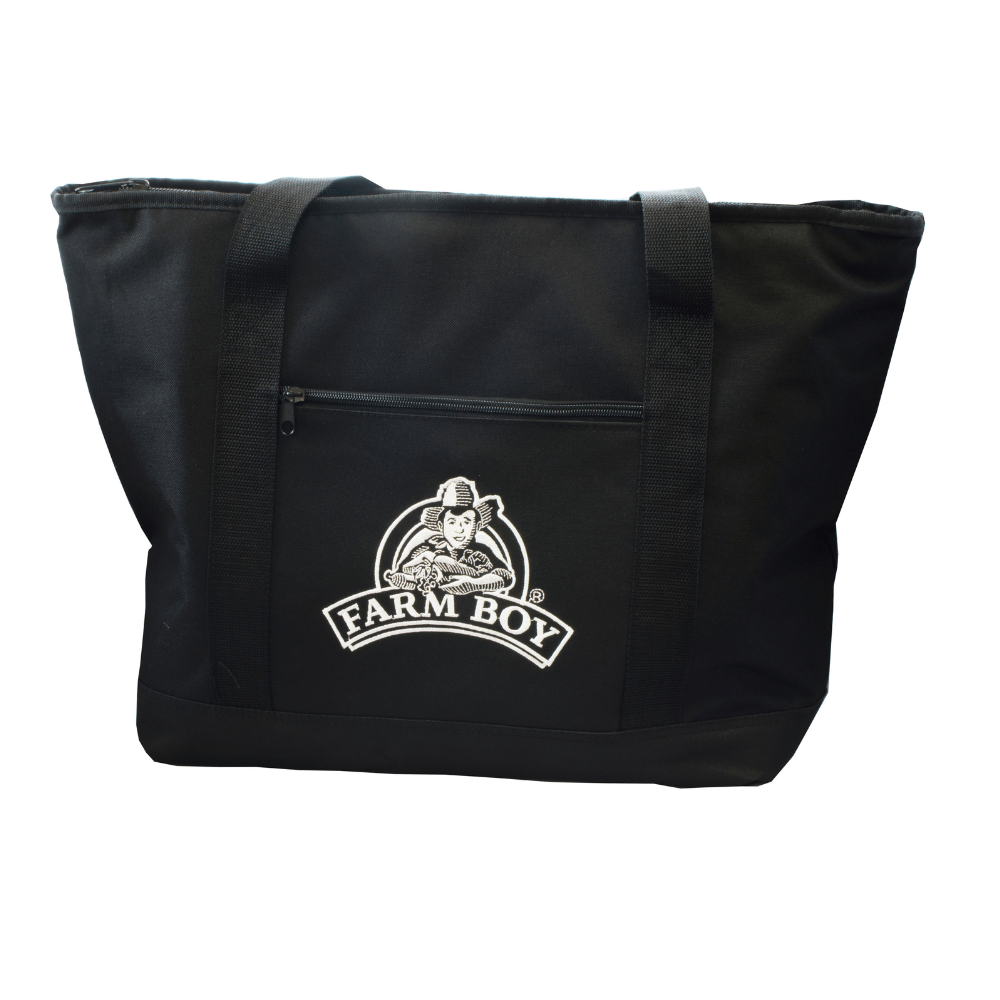 Farm Boy black cooler bag isolated on white background