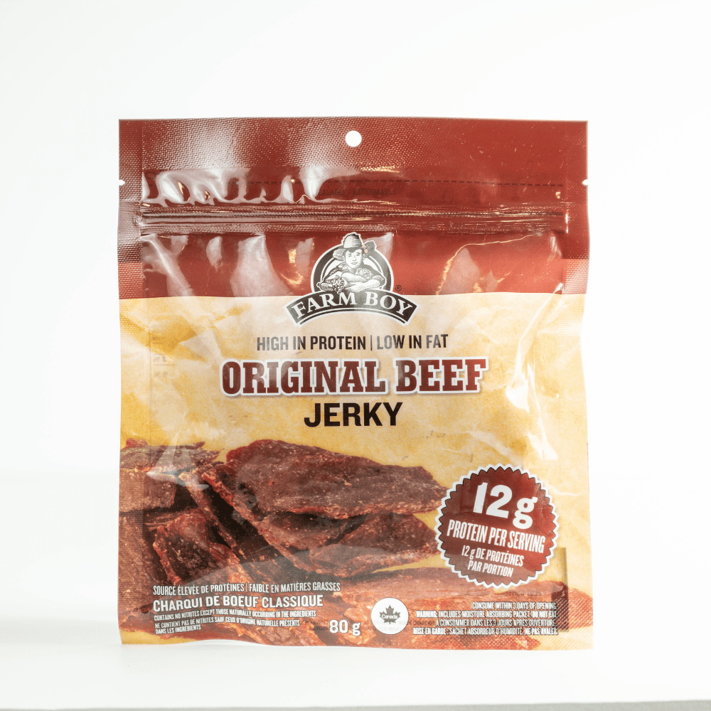 Resealable package of Farm Boy Beef Jerky