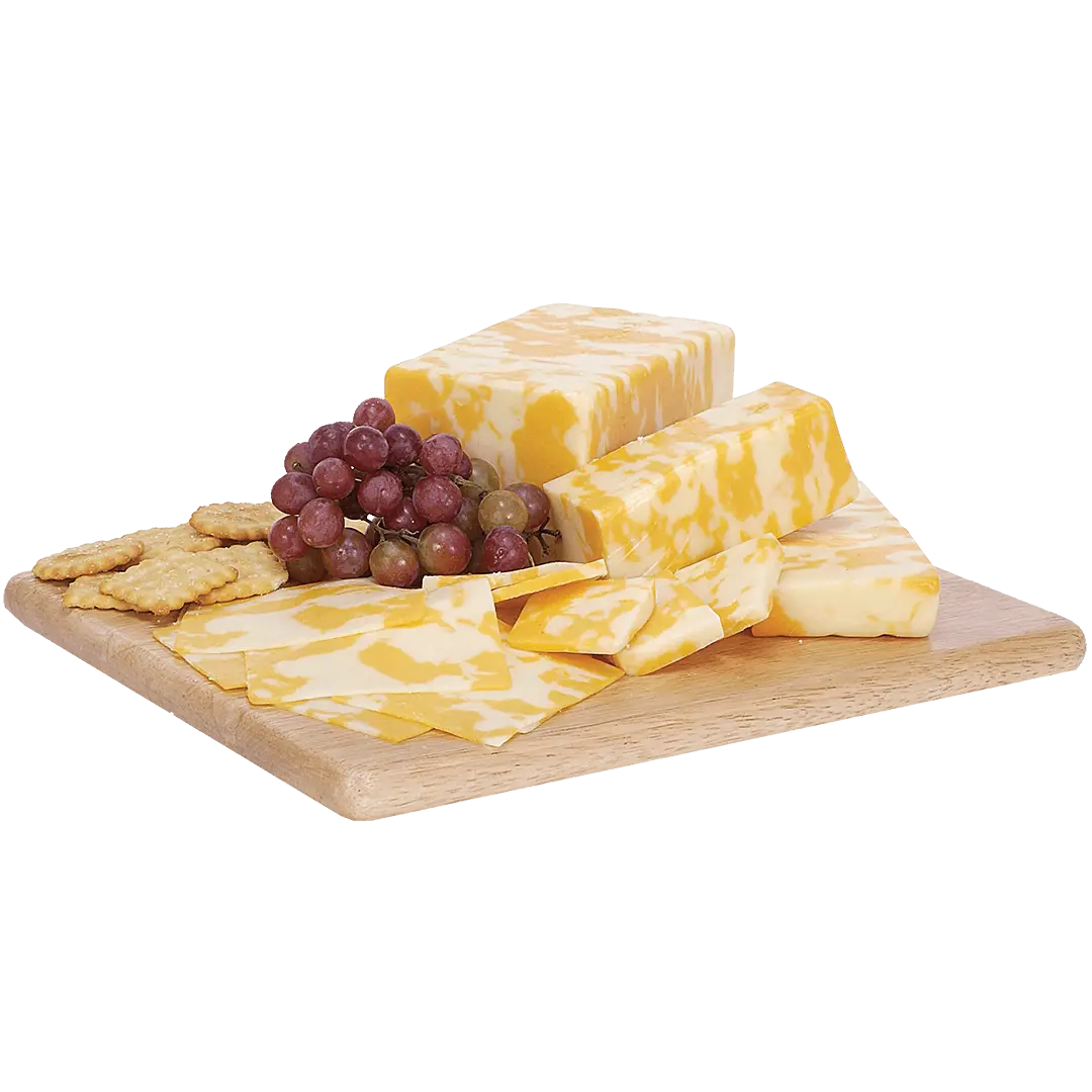 Marbled Cheddar Cheese on a Board. 