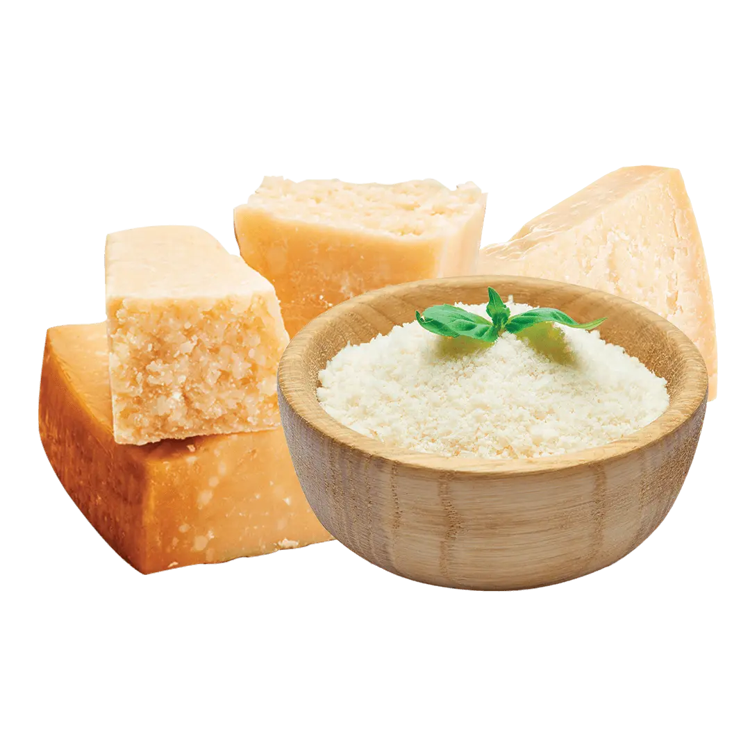 A portion of parmesan cheese along with a bowl of shredded parmesan. 