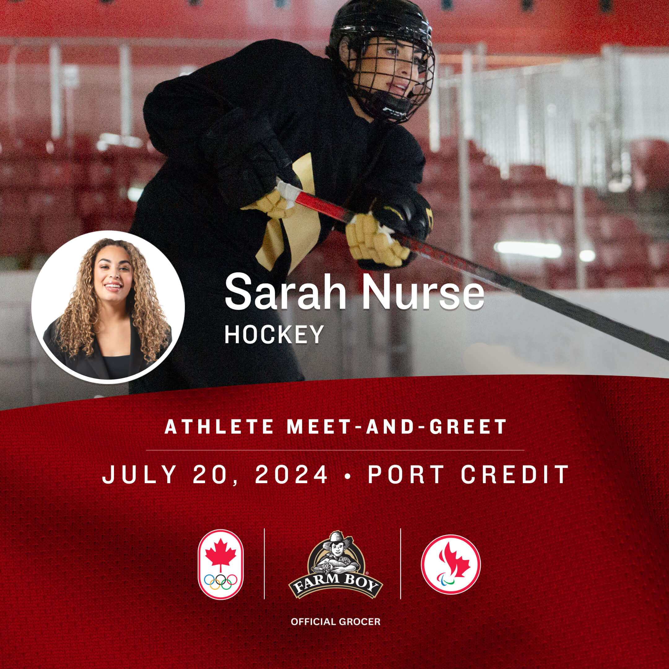 Meet Sarah Nurse at Farm Boy Port Credit on July 20, 2024.