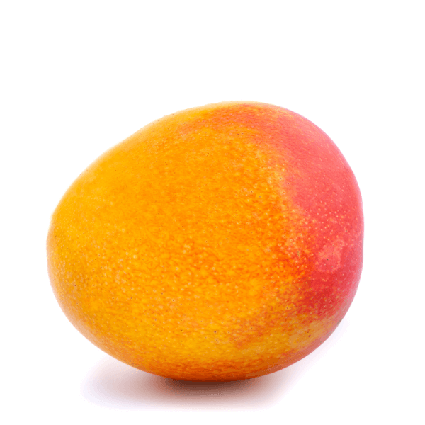 Small orange and red baby mango on white background.
