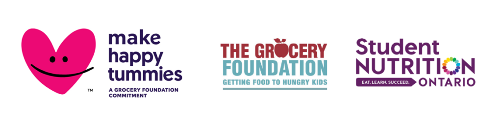 Logos Make Tummies Happy, the Grocery Foundation and Student Nutrition Ontario.