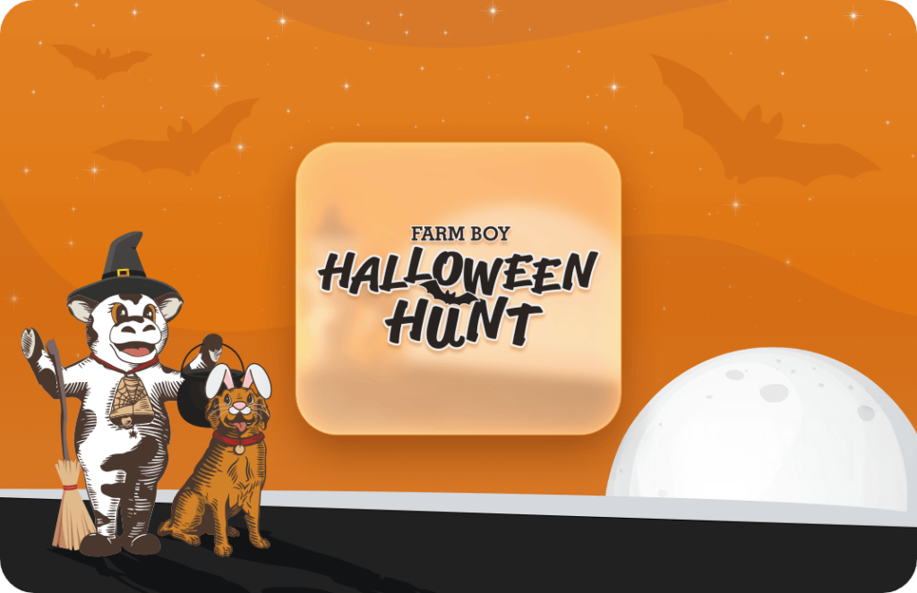 Logo for the Farm Boy Halloween Hunt.