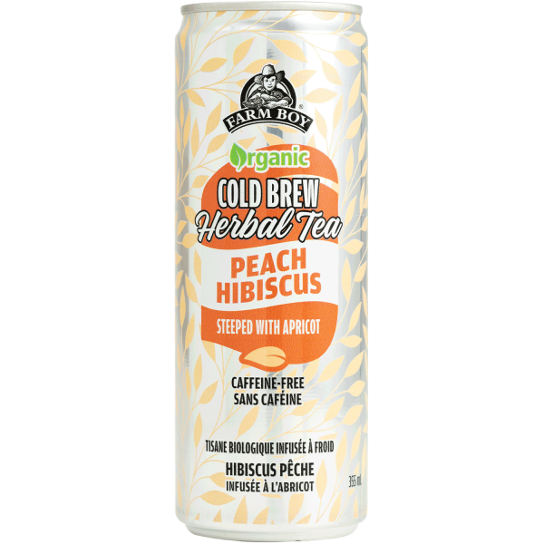 Can of Farm Boy Peach Hibiscus Tea