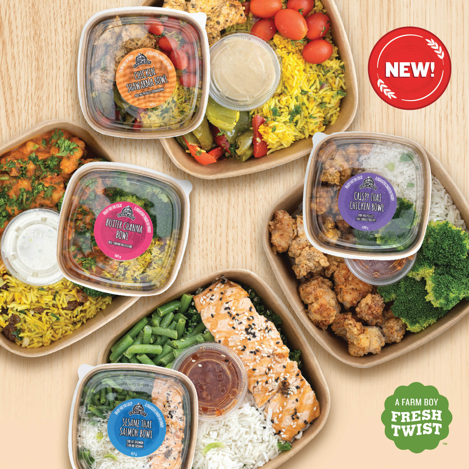 Farm Boy™ grab-and-go meals inspired by global cuisines—each with “A Farm Boy Fresh Twist”