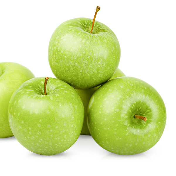 Granny Smith apples on white background