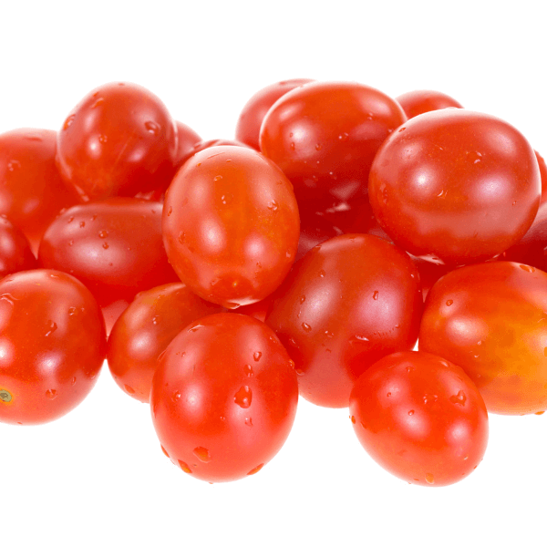 Pile of cherry tomatoes on white background