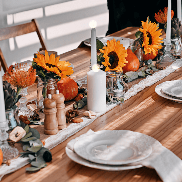 Shot of a table set up for a Thanksgiving celebration at home
