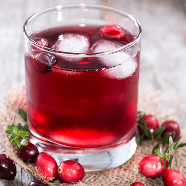 Cranberry Juice in a glass with fresh fruits