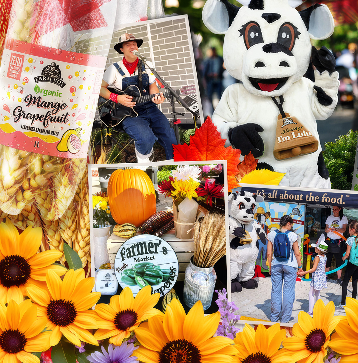 A collage of images showcasing community events at Farm Boy.