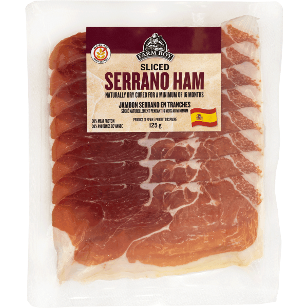 Package of Farm Boy Sliced Serrano Ham