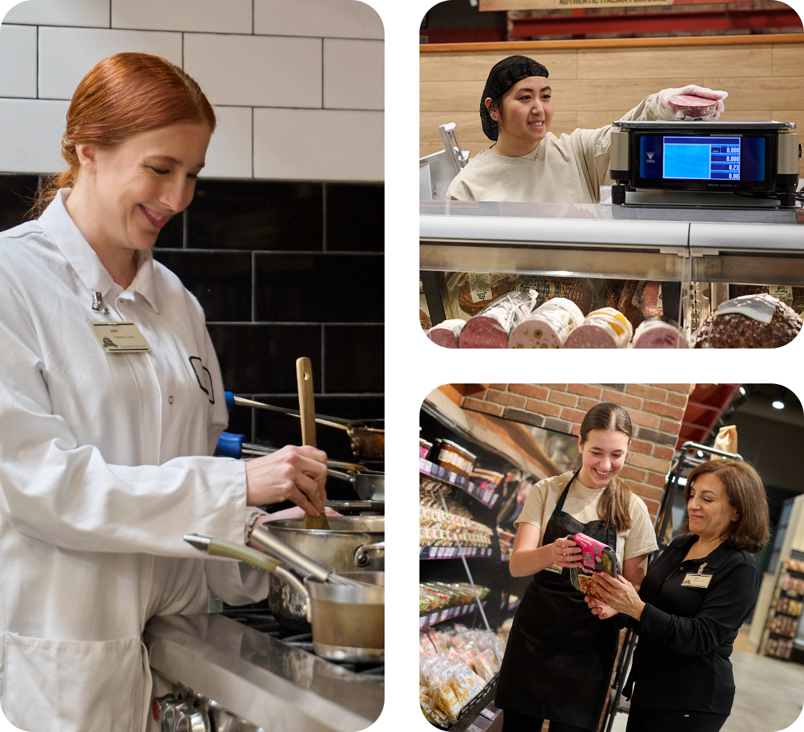 Actions shots of Farm Boy employees smiling.