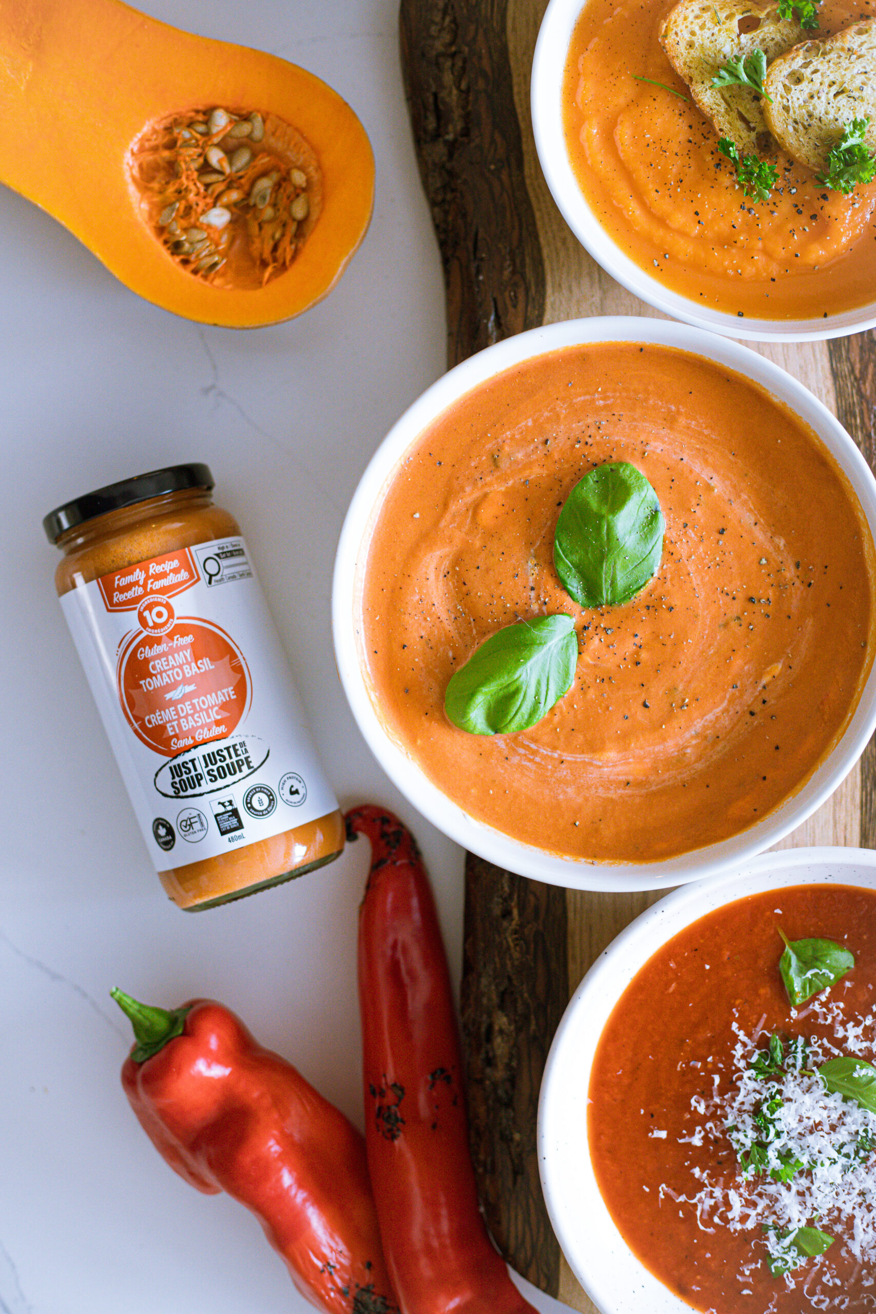 Just Soup Creamy Tomato Basil Soup.