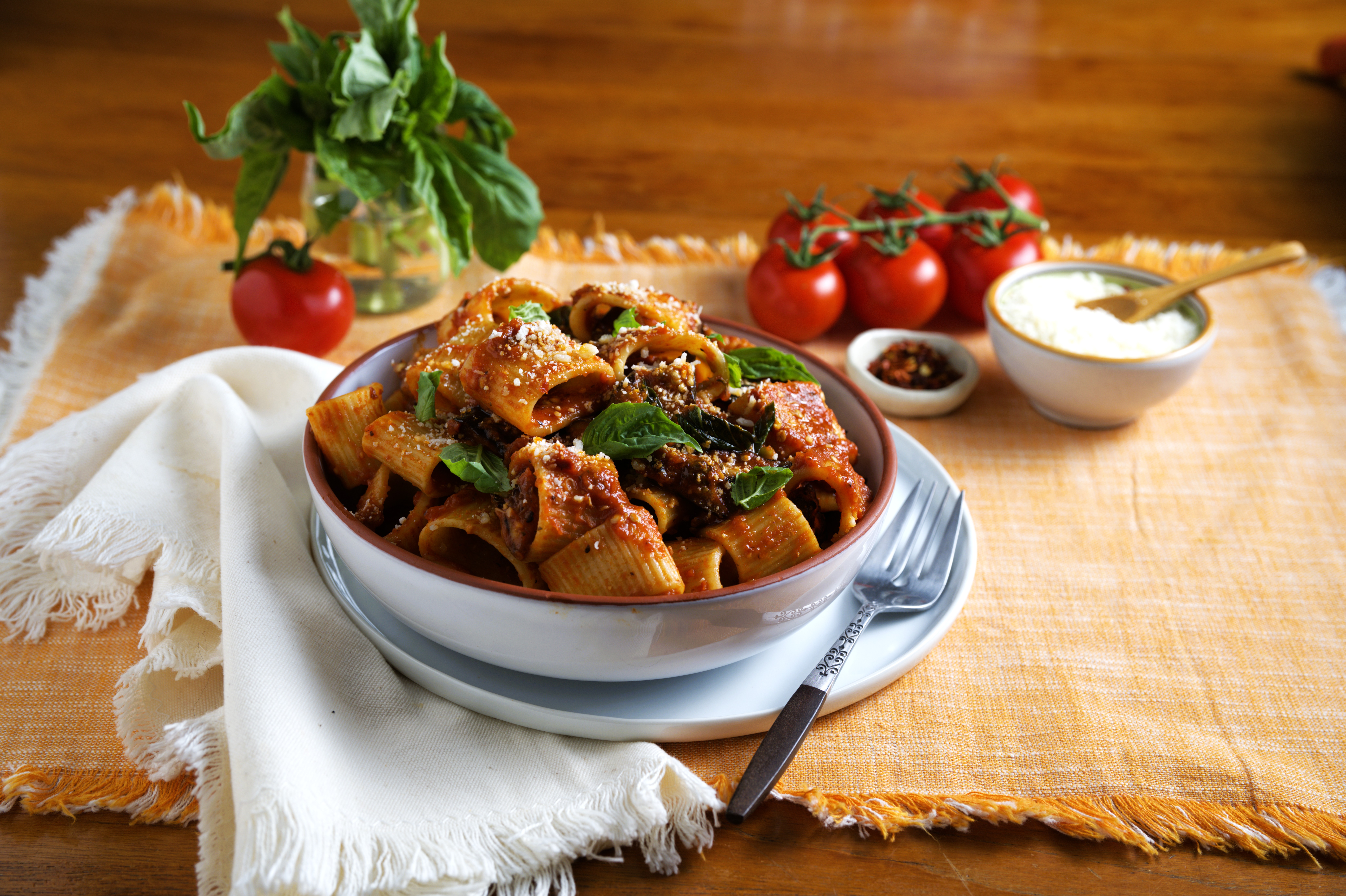 Spicy Eggplant Pasta (Pasta alla Norma) made with Farm Boy™ Pasta Sauce