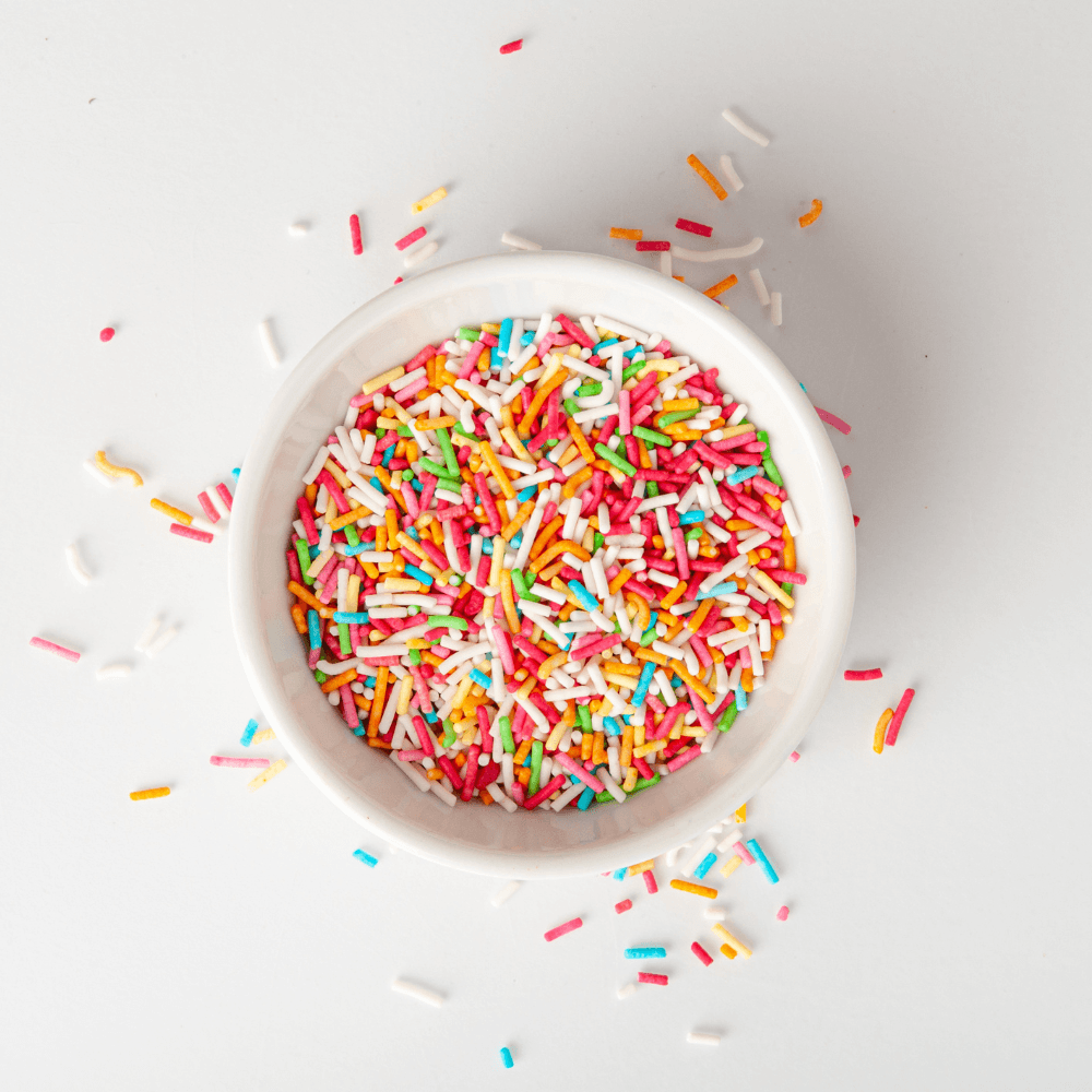 Candy Sprinkle in Bowl, Donut Rainbow Sprinkles Isolated