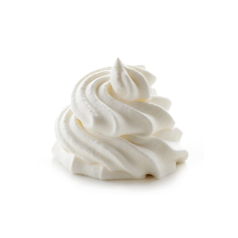 Dollop of whipped cream isolated on white background